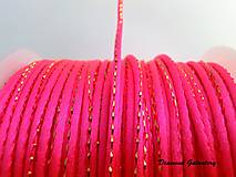 Galantéria - Saténová šnúrka 2 mm s lurexom - ružová - 8226514_
