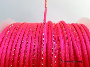 Galantéria - Saténová šnúrka 2 mm s lurexom - ružová - 8226514_