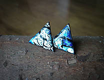 Náušnice - Trojuholníky 20 mm s kovovým efektom (modré) - 8225261_