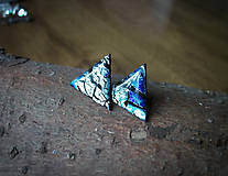 Náušnice - Trojuholníky 20 mm s kovovým efektom (modré) - 8225263_
