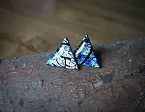 Náušnice - Trojuholníky 20 mm s kovovým efektom (modré) - 8225264_