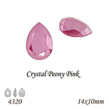 Korálky - SWAROVSKI® ELEMENTS 4320 Pear Rhinestone - Crystal Peony Pink, 14x10, bal.1ks - 8226202_