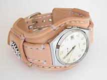 Náramky - Kožený remienok prírodný na starožitné hodinky PRIM s venovaním - 8229435_