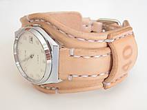 Náramky - Kožený remienok prírodný na starožitné hodinky PRIM s venovaním - 8229436_