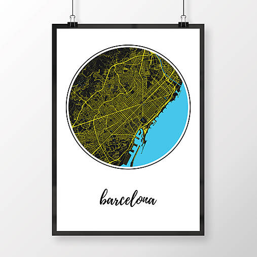 Obrazy - BARCELONA, okrúhla, čierna - 8227853_