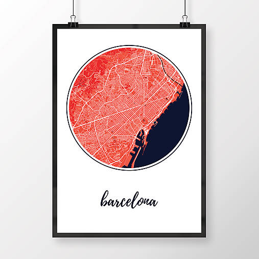 Obrazy - BARCELONA, okrúhla, červená - 8228098_