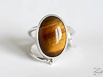 Prstene - Strieborný prsteň s tigrím okom - Line Gold - 8232773_