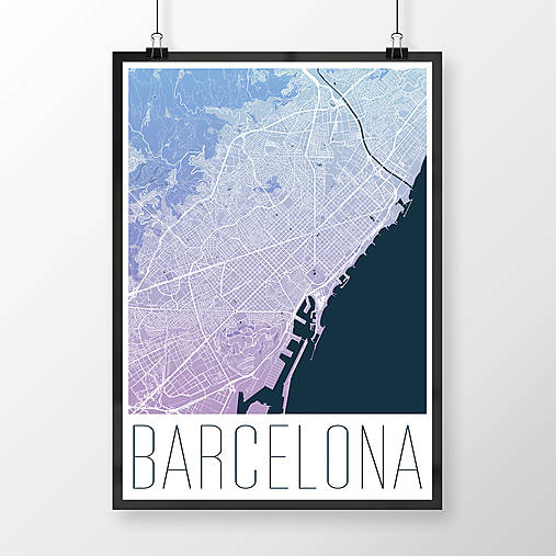 Obrazy - BARCELONA, moderná, modro-fialová - 8233475_