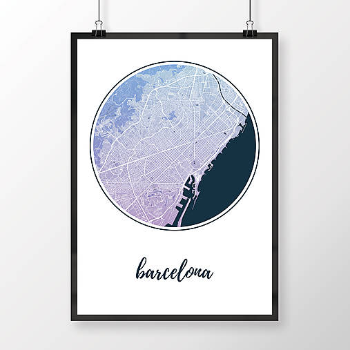 Obrazy - BARCELONA, okrúhla, modro-fialová - 8233488_