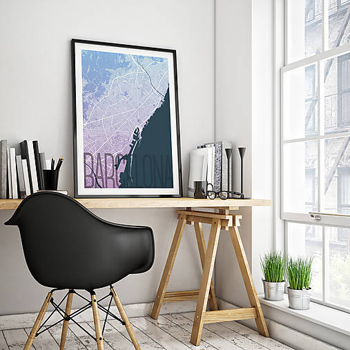 Obrazy - BARCELONA, elegantná, modro-fialová - 8233491_