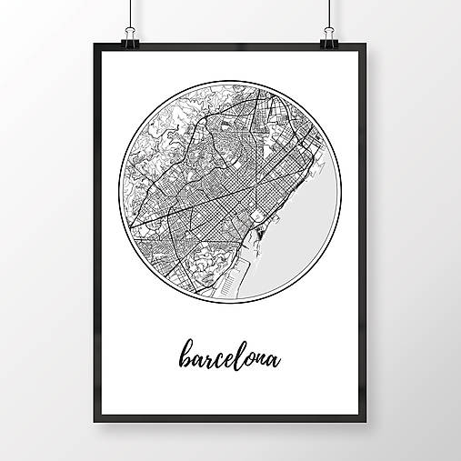 Obrazy - BARCELONA, okrúhla, biela - 8233935_
