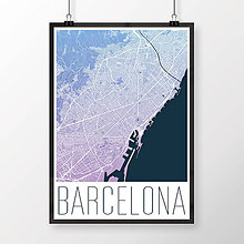 Obrazy - BARCELONA, moderná, modro-fialová - 8233475_