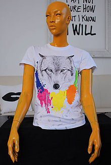 Topy, tričká, tielka - Maľované tričko vlk - 8240219_