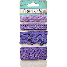 Galantéria - VÝPREDAJ! Floral café - čipky fialové - 8241275_