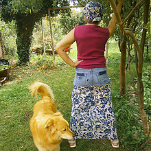Sukne - Modrokveté so šatkou- zľava z 15 eur - 8249395_