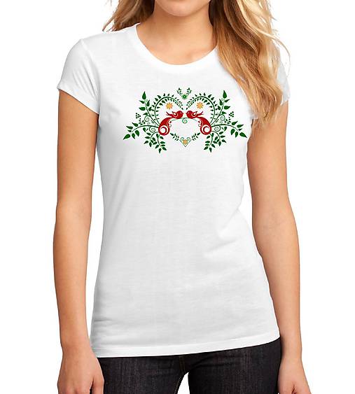 Topy, tričká, tielka - Tričko ornament - vtáky v srdci - 8256101_