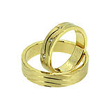 Prstene - Matované obrúčky zo žltého zlata so zirkónmi - 8253812_