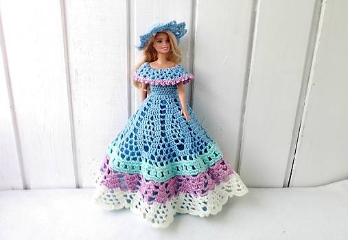  - Modré dlhé šaty pre Barbie - 8262667_