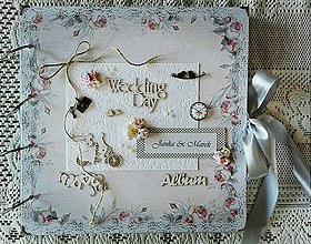 Papiernictvo - Originálny nežný romantický sivobiely svadobný fotoalbum - 8266057_
