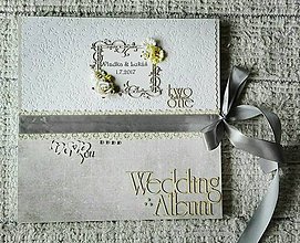 Papiernictvo - Veľký romantický luxusný svadobný fotoalbum v sivobielej - 8266154_