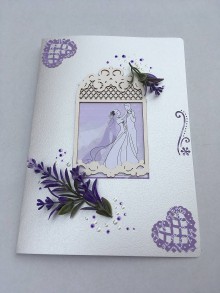 Papiernictvo - svadobná pohľadnica "levanduľa" - 8264741_