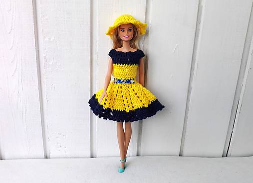  - Žlto-modré šaty pre Barbie - 8263344_