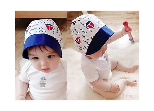 Detské čiapky - Baby čepiec Loďky - 8274886_