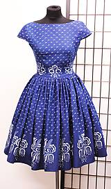 Šaty - Modrotlačové šaty + tylová spodnička - 8276068_