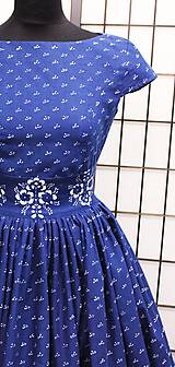 Šaty - Modrotlačové šaty + tylová spodnička - 8276069_