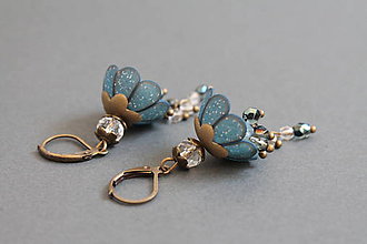 Náušnice - Tanečnice mini. Denim - 8278086_