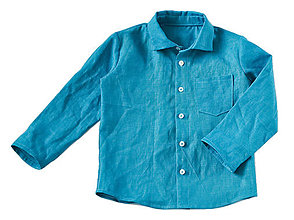 Detské oblečenie - Ľanová košeľa modrá - 8279655_