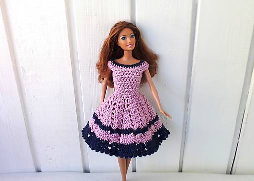  - Háčkované ružové šaty pre Barbie - 8280561_