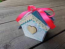 Papiernictvo - Vtáčia búdka na peniaze - svadobná mentolová - 8279909_
