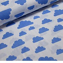 Textil - Metráž modré mraky na bílé - 8285636_
