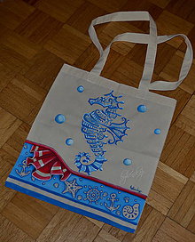Nákupné tašky - ručne maľovaná taška - námornícka morský koník - 8286564_