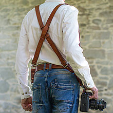 Iné doplnky - Kožený profi - popruh na 2 fotoaparáty - 8286806_