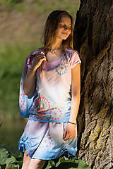 Topy, tričká, tielka - Dámske tričko batikované, maľované, etno YAMUNA - 8293698_
