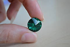 Komponenty - Kabošon sklenený rivoli emerald 14mm, 0.35€/ks - 8292513_