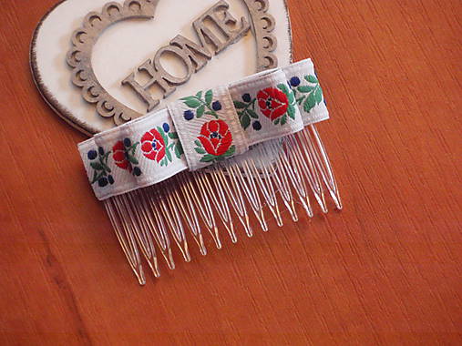Ozdoby do vlasov - Folklórny hrebienok s farebným vzorom - 8302114_