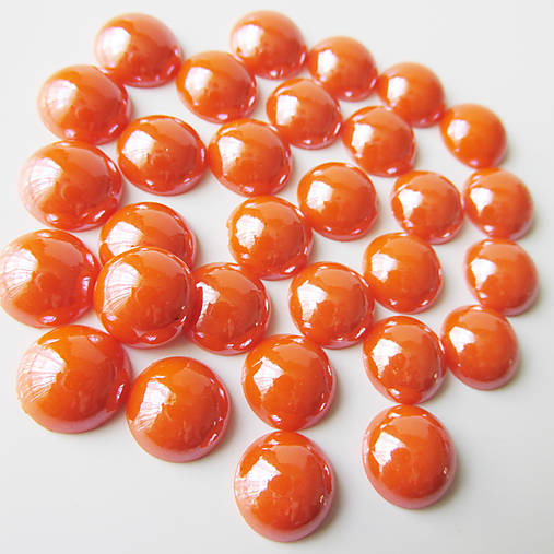 Sklenený perleťový kabošon / kruh 11-12mm (Pomaranč tmavý)