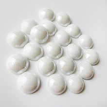 Komponenty - Sklenený perleťový kabošon / kruh 11-12mm (Biely) - 8310604_