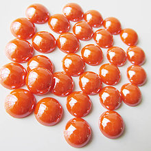 Komponenty - Sklenený perleťový kabošon / kruh 11-12mm (Pomaranč tmavý) - 8310684_