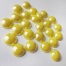 Komponenty - Sklenený perleťový kabošon / kruh 11-12mm (Kyslý citrón) - 8310723_