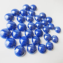 Komponenty - Sklenený perleťový kabošon / kruh 11-12mm (Kráľ.modrá) - 8310759_