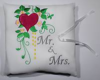 Prstene - Svadobný vankúšik na obrúčky Mr&Mrs - 8310224_