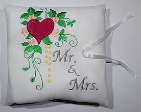 Prstene - Svadobný vankúšik na obrúčky Mr&Mrs - 8310224_