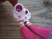 Náušnice - Tassels collection...soutache (White/Pink) - 8315189_