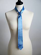 Pánske doplnky - pánska saténová kravata modrá - 8314709_