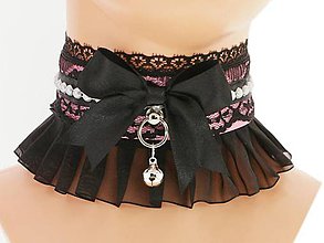 Náhrdelníky - Obojok čipkový, lolita, kawaii, gothic pastel, kitten play collar, BDSM, DDLG,pet play collar 1L1 - 8318410_