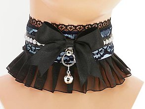 Náhrdelníky - Obojok čipkový, lolita, kawaii, gothic pastel, kitten play collar, BDSM, DDLG,pet play collar 1L5 - 8319420_